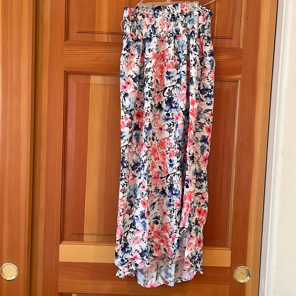 Blue and pink floral maternity maxi skirt size S